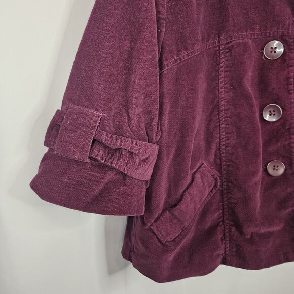 Y2K Cropped Crushed Velveteen Jacket Purple Short Coat Large - Picture 4 of 7